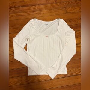 Hollister White Shirt with Rose